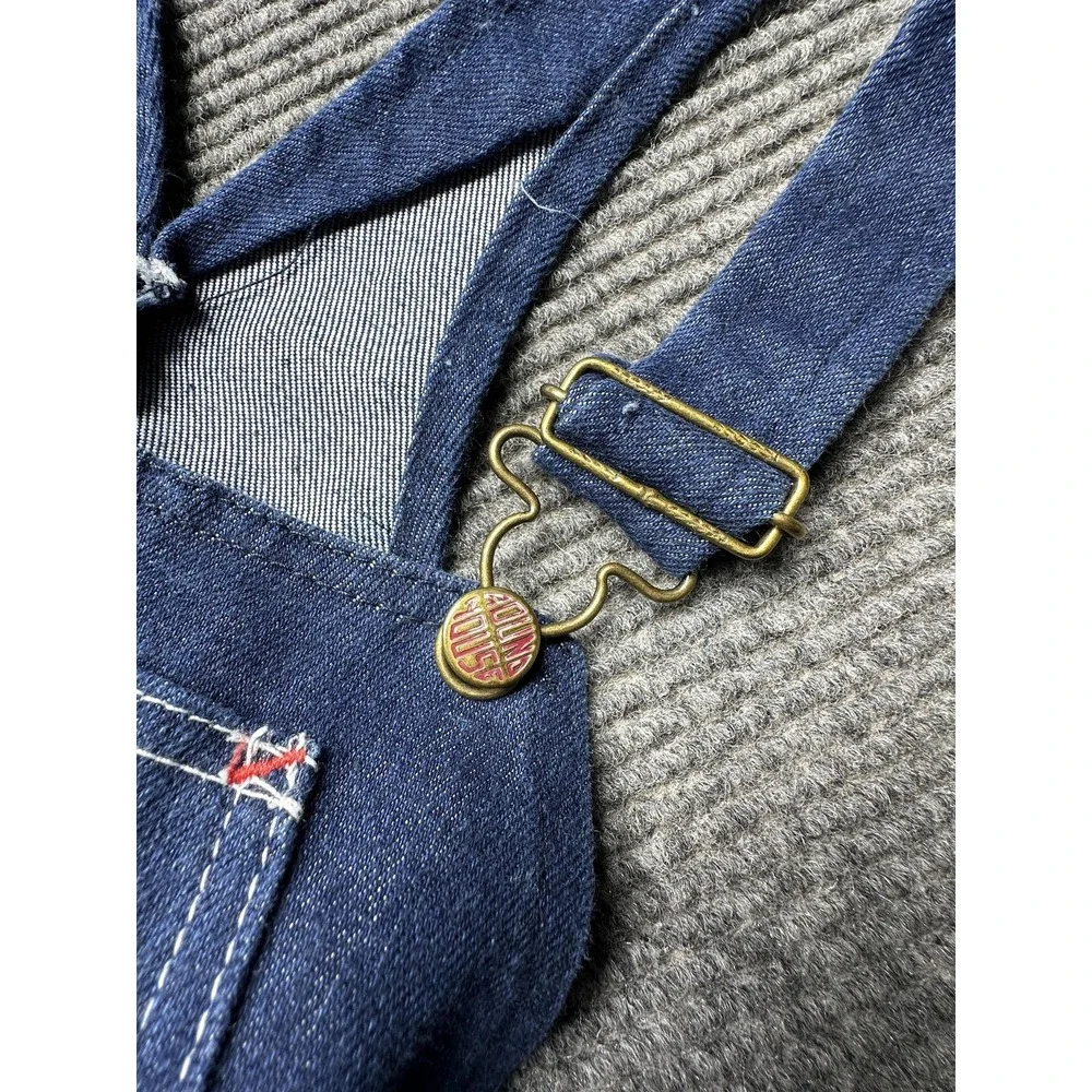 Round House Overalls Teens 14 Blue Denim Adjustable Straps Made‎ USA Workwear